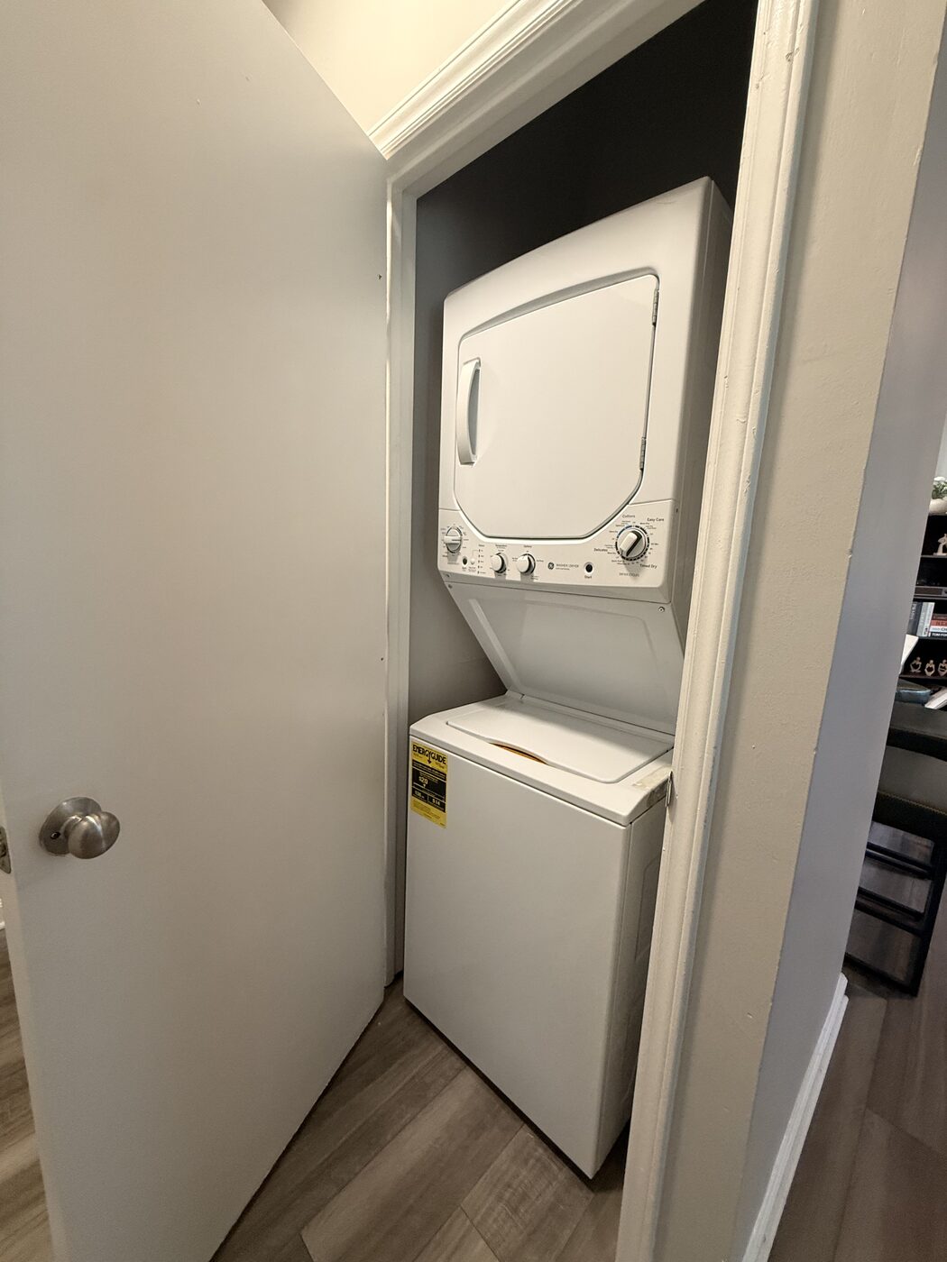 In-unit stacked washer and dryer